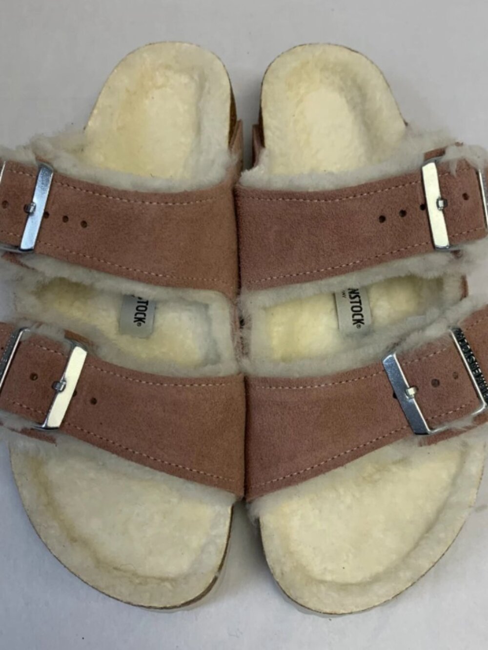 Birkenstock Arizona Shearling Pink Clay Suede Leather Narrow Width